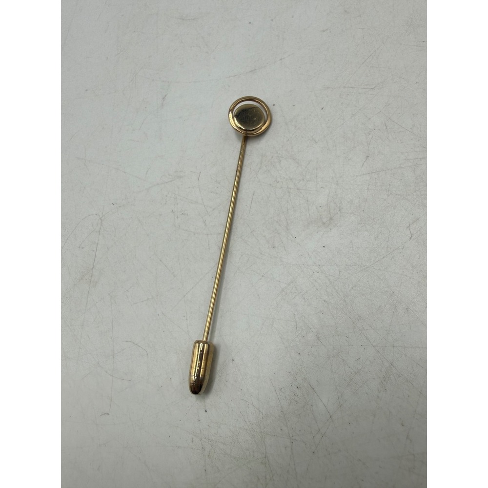 Vintage Gold Tone Geometric Circle Stick Pin Lapel Scarf Hat Pin Accessory
